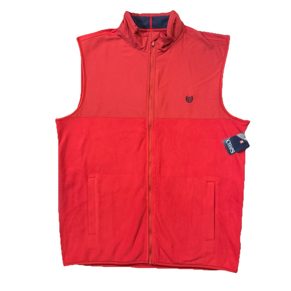 NWT Chaps Men's Red Fleece Vest Size:M Zip-Up